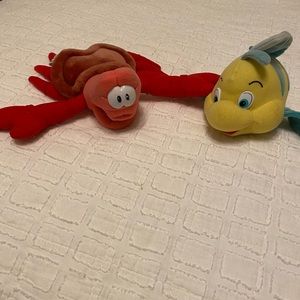 Authentic Disney Flounder and Sebastian plushies